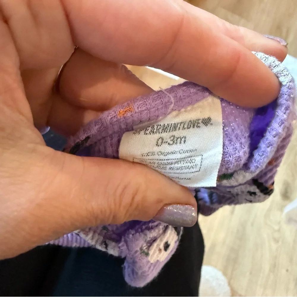 Organic Waffle Ruffle Zip Footie Spooky Skeleton - Picture 6 of 6